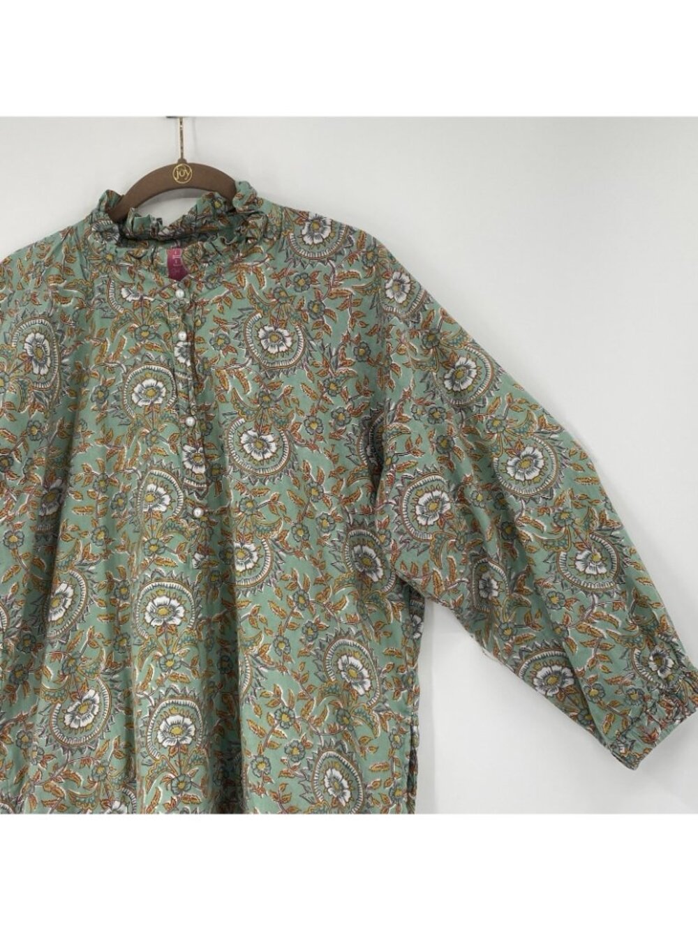 Just Darviny Size XL Megan Green Floral Block Print Tunic Dress Cotton - Picture 7 of 15